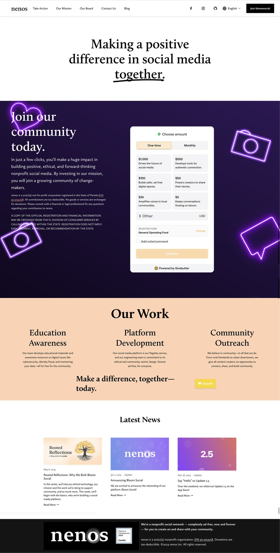 Original landing page